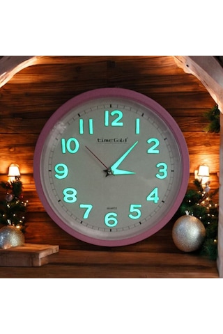 Fosforlu 3d Kabartma Rakam Kız Çocuk Odası Mini Duvar Saati 22 Cm Pembe