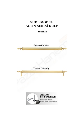 Sude Model Altın Altın Serisi Lüks Mobilya Kulpu 128 Mm - 160 Mm - 192 Mm - 224 Mm Seçenekli, Seçtiğiniz Ebat 2 Adet Gelir Altın 192mm