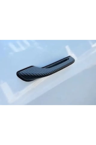 Tesla Model 3 / Y Uyumlu Karbon Fiber Görünümlü Dış Kapı Kolu Kaplama Seti - 4 Adet Çizilme Önleyici