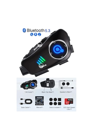 Prepare 1080p Kamera Kayıt Özellikli Motosiklet Kask Kulaklık Q-28p 32 GB Hafıza Kartlı Wireless App
