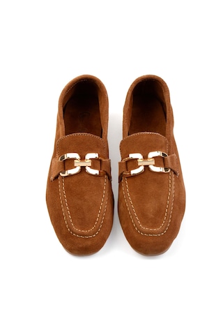 Bambi Taba Hakiki Deri Kadın Loafer Ayakkabı K01763071002 Taba