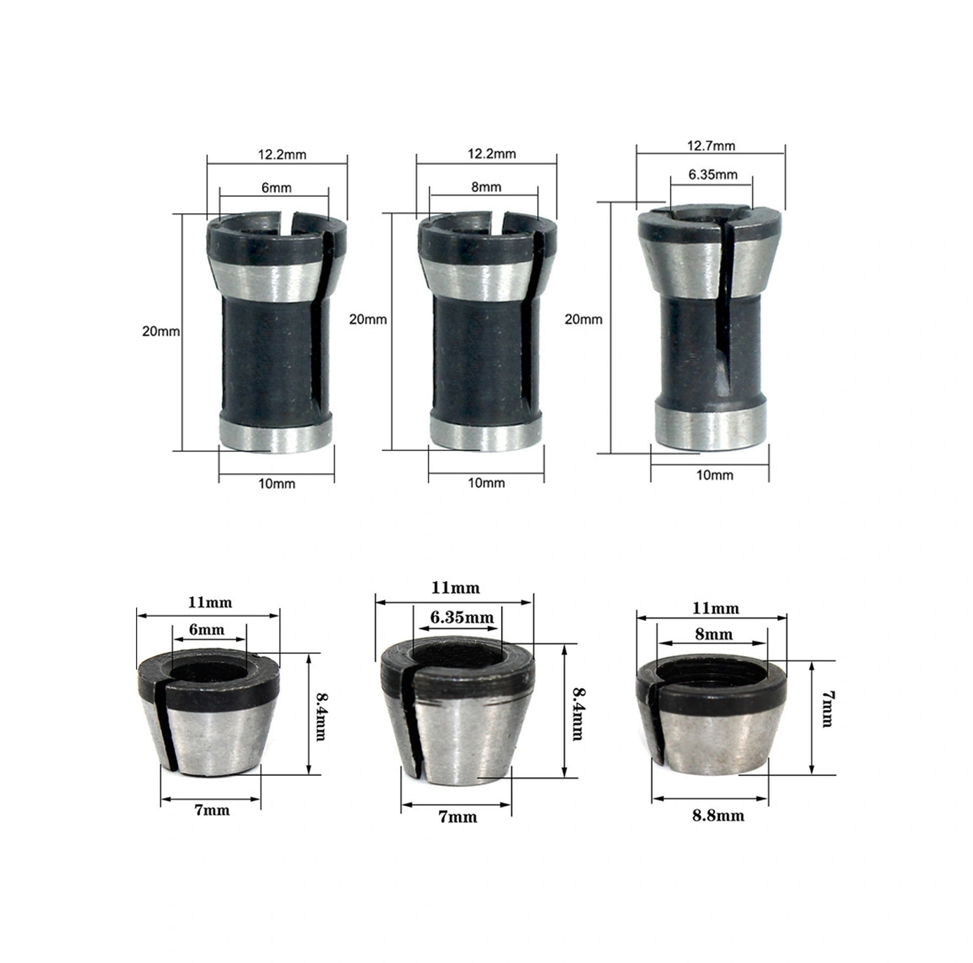 Youtek 8'li Fırçalar Makinesi Uyumlu Dönüştürme Bağlantıları - Karbon Çelik, 6mm/1/4"/8mm, Kolay Kurulum, Hassas İşleme