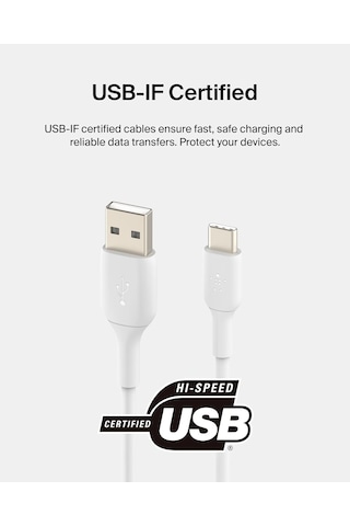 Boost Charge Usb C Şarj Kablosu, Usb-c, Usb-a Kablosu, iPhone Uyumlu 16, 15, S24, S23, Google Pixel, İpad , Switch Daha Fazlası İçin, 1 Metre, 2' , Sku: Smg8690010118158