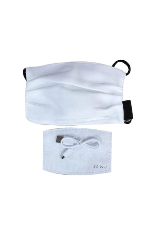 Fortunelane Pm2.5 Filtreli Usb Şarjlı 7 Renk Led Işıklı Yüz Maskesi Kostüm Etkinlikleri İçin Beyaz Beyaz