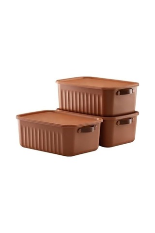 1 Adet Düzenleyici Kapaklı Kutu, Dekoratif Saklama Kutusu, Organizer 35cm 25cm 14cm Kiremit 10 Litre Açık Ahşap