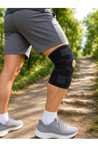 Trendexa Mey İthalat Ligamentli Sporcu Dizliği Patella Destekli Ayarlanabilir Bantlı Diz Koruyucu