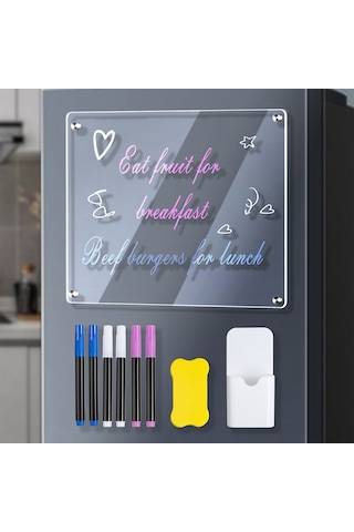 Mufunye Buzdolabı İçin 40x30cm Akrilik Manyetik Takvim - Kuru Silme, Kaliteli Materyal, Kolay Kurulum, Planlama Ve Hatırlatmalar İçin Dy1077 Siyah