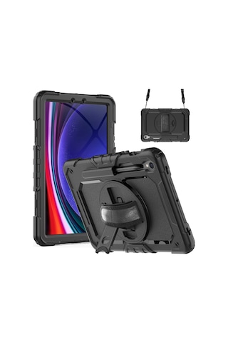 Samsung Galaxy Uyumlu Tab S9 Fe Sm-x510 Sm-x516b Pc+silikon Kılıf Kickstand Tablet Kılıfı Pet Ekran Koruyucu Ve El Kayışı