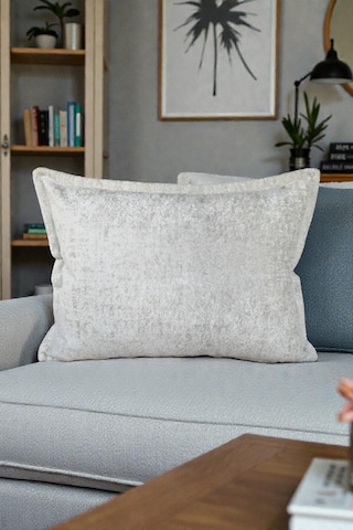 Kırlent Kılıfı İthal Kadife Kumaş - 35x50cm Yumuşak Dokulu Çift Taraflı Özel Tasarım Kırlent Kılıfı Beyaz