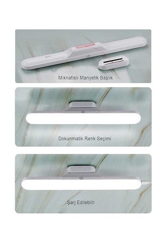 Şarjlı Mıktantıslı Işık Micro Usb Kablosuz Led 3 Farklı Işık Martı Aplik -10 Adet Beyaz