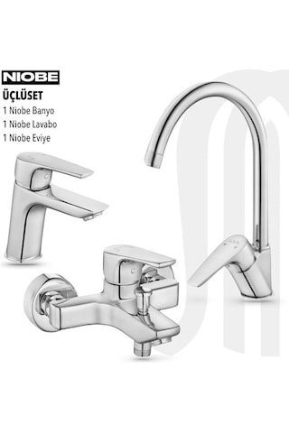 Eca Niobe Banyo Niobe Eviye Niobe Lavabo Bataryası Üçlü Set