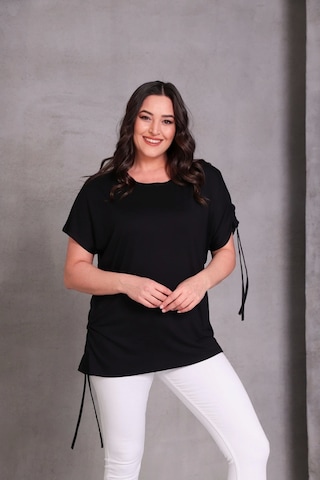 Kolu Eteği Büzmeli Bluz Siyah