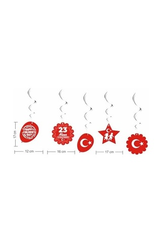 23 Nisan Süsleri 23 Nisan Hediyeleri İpli Ay Yıldızlı Bayrak 50 Li 6'lı Sarkıt