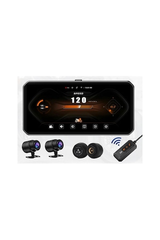 Araç İçi Kamera Tekerlek Basınç Göstergeli Carplay Android Auto Ön Ve Arka Motorsiklet Kamerası M8e