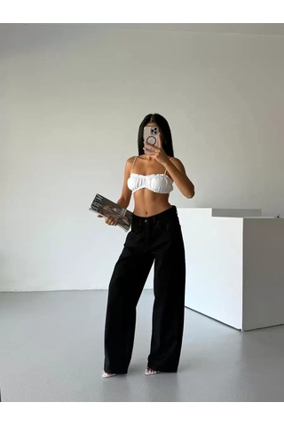 Paradise Blaka-05 Örümcek Baskılı Siyah Baggy Jean Çok Renkli