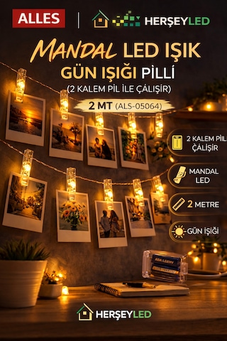 Mandal Led Işık Gün Işığı Pilli 2 Mt Gün Işığı