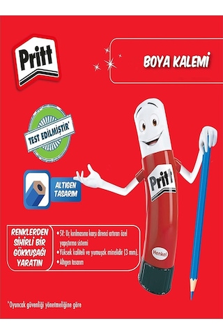 Kuru Boya Kalemi 12 Renk Karton Kutu 1 Paket Pritt 12 Li Kuruboya Tam Boy Renkli Kalem Kaliteli Yumuşak Uçlu Canlı Renk Çok Renkli