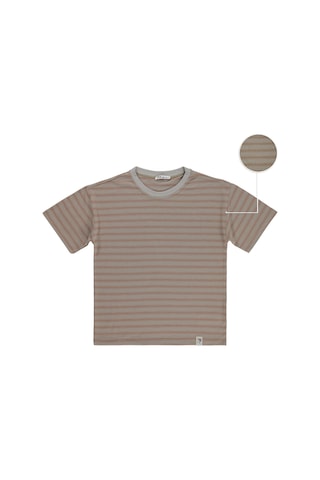 Civil Boys Jakar Çizgili 10-13 Yaş Tişört - Kahve