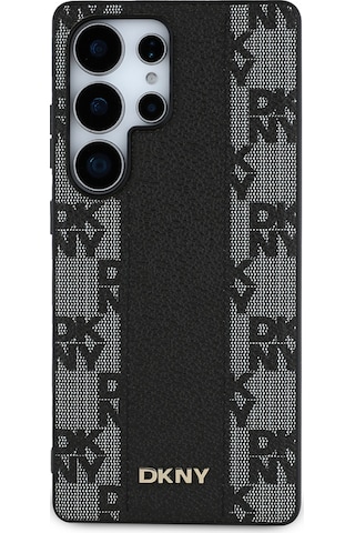 Galaxy Uyumlu S25 Ultra Kılıf Dkny Lisanslı M-safe Şarj Özellikli 3d Yazılı Checkered Pattern Kapak Siyah