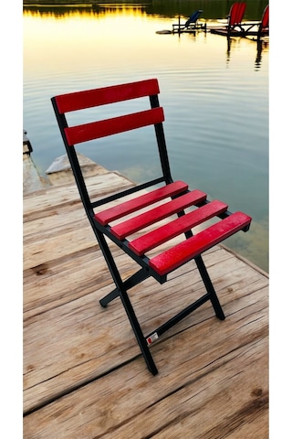 Balkon Bahçe Mutfak Bistro Set Katlanır Masa-sandalye 1 Adet Kırmızı