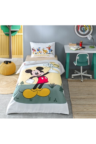 Özdilek Mickey Mouse Nomadic Tek Kişilik Disney Lisanslı Lastikli Çarşaf Çocuk Nevresim Takımı Çok Renkli