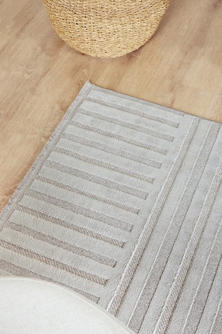 Kaşmir Halı İskandinav Asta 80x300 Cm Salon Mutfak Halısı Yolluk Gri