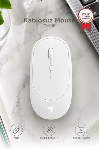 Özel Seri Ürün Donanım Ev Mouse Çift Modlu Sessiz Kablosuz Fare Tm16 Beyaz