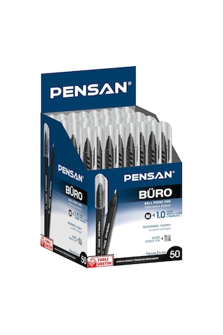 Pensan 2270 Büro 1 MM Tükenmez Kalem 50'li Mavi Siyah Kırmızı Seçenekli