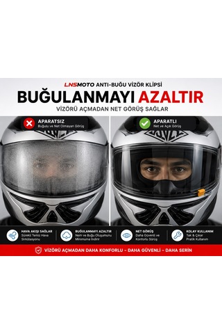 Lnsmoto Kask Vizör Havalandırma Klipsi Anti Buğu Aparatı Motosiklet Kask Vizör Aralayıcı