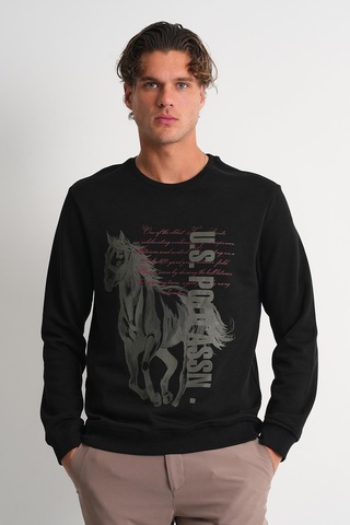 Alexander Gardi Alexandergardı Bisiklet Yaka Baskılı Sweatshirt Siyah