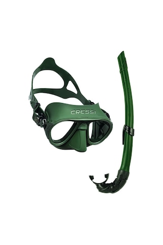 Cressi Calibro Maske Corsica Şnorkel Seti Yeşil Tek Renk