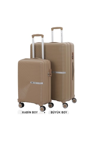 Mçs Bavul Büyük Ve Kabin 2li Set Kırılmaz Silikon Valiz V374 Şampanya Şampanya