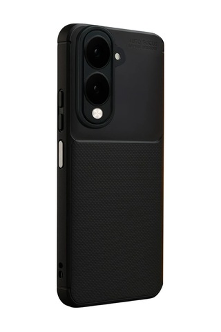 Vivo Y04 Uyumlu Kılıf Karbon Tasarım Kamera Korumalı Silikon Telefon Kılıfı Kapak Siyah