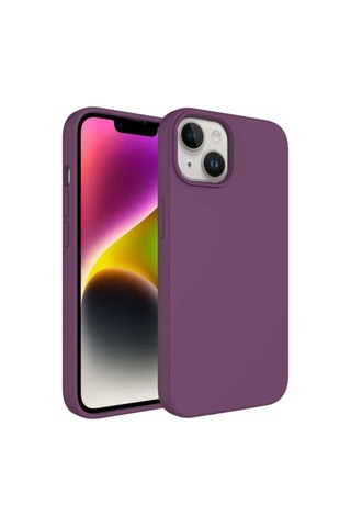 Apple Uyumlu iPhone 14 Kılıf Sıvı Teknolojili Silinebilir Sert Zore Kivi Kapak Mor