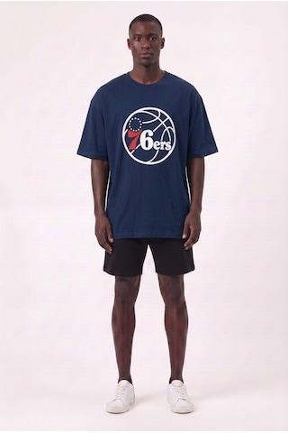 Usa 76'ers Lacivert Oversize Erkek T-shirt 11260 SİYAH