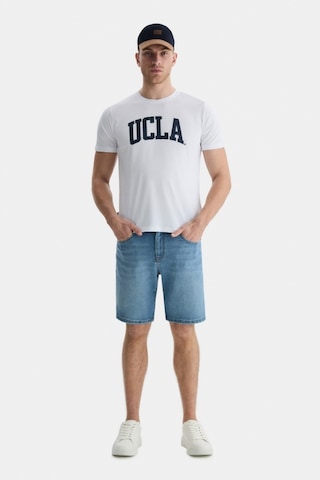 Ucla Culver Beyaz Bisiklet Yaka Baskılı Standard Fit Erkek Tshirt Beyaz