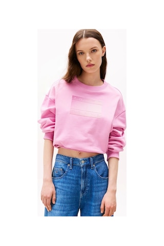 Tommy Jeans Tjw Rlx Gradıent Flag Crew Kadın Pembe Kazak Dw0dw21396u06 Pembe