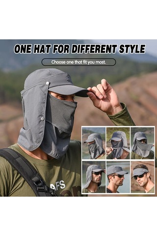 Unisex Çok Amaçlı Güneş Koruyucu Şapka, 360 Derece Geniş Kenarlı Uv Filtreli Güneşlik Şapkası Gri