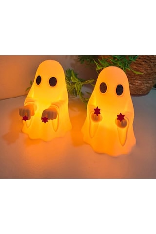2'li Nah Çeken Ve Orta Parmak Yapan Hayalet Figür Aydınlatmalı 2 Adet Tealight Mum Hediyeli 0