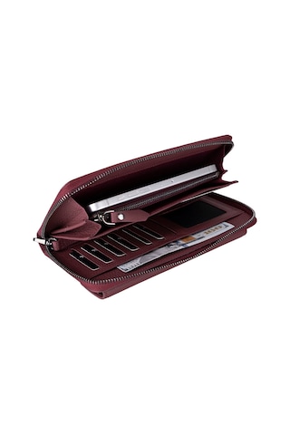 Bloomporter Pebble Bordeaux Hakiki Deri Telefon Bölmeli Cüzdan Bordo