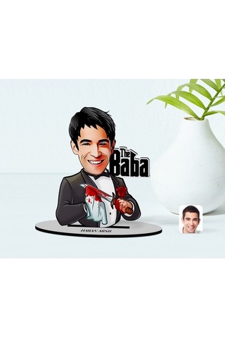 Kişiye Özel Godfather Baba Karikatürlü Ahşap Biblo Model-5