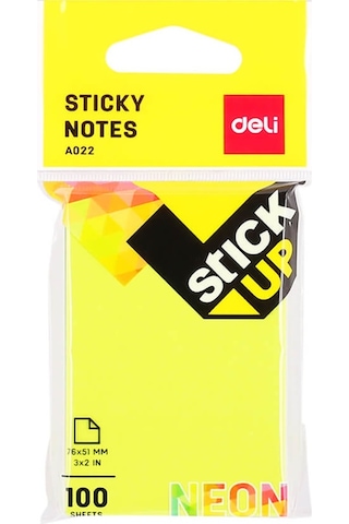 Deli Sticky Notes Yapışkanlı Not Kağıdı 76x51 Mm Neon 100 Sayfa A02202