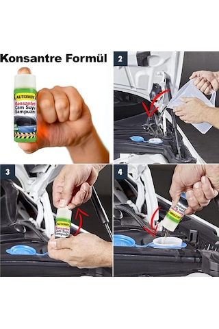 Badem10 Automix Araba Araç Otomobil Oto Silecek Temizleme Konsantre Cam Suyu Şampuanı Çam Kokulu 50 Ml
