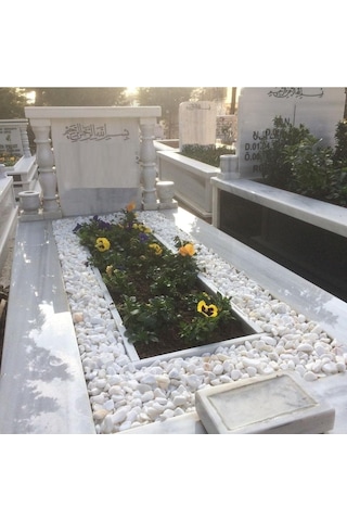 Asenya Mezar Taşı 20 Kg 2-4 Cm Beyaz Dolomit Taş Dere Çakıl Taşı Bahçe Süs Taşı Mezar Süsleme Taşı