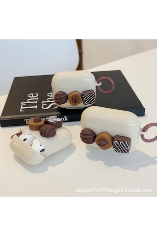Apple Uyumlu AirPods Pro 1. / 2. Nesil İle Kılıf Kalp Leopar Taş Kiraz Desenli Fiyok Tutmalı Kılıflar 5
