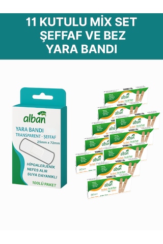 Şeffaf / Bez Yara Bandı Karışık Set 200 Adet