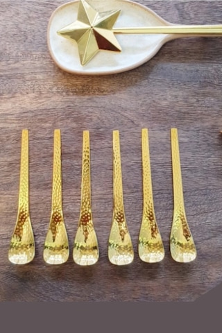 Jasper D-298 Gold Çay Kaşığı Kahve Dondurma Tatlı Pasta Şeker Kaşık Set Altın