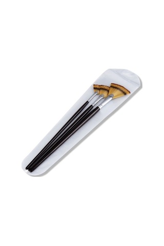 Willowhaven 3 Adet Balık Kuyruğu Guaj Fırçası Siyah, Naylon Yün, 38,5x10,5 Cm, Ahşap, Akrilik, Yağlı Boya İçin