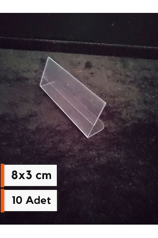 10 Ad Şeffaf Plastik Etiketlik İsimlik 8x3 Cm Kartvizitlik Ayaklı