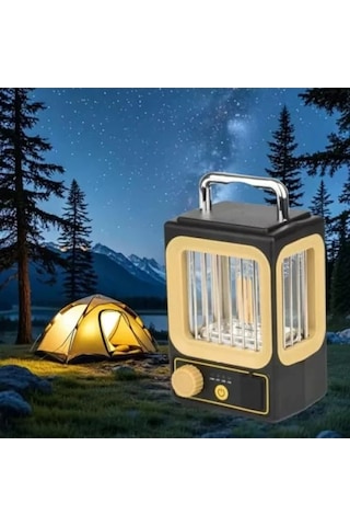 Vintage Dimmer Led Kamp Lambası - Suya Dayanıklı, Usb Şarjlı Açık Ahşap